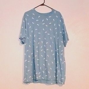 Light blue shirt white pineapple design